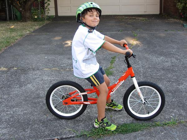 7 year old on balance bike
